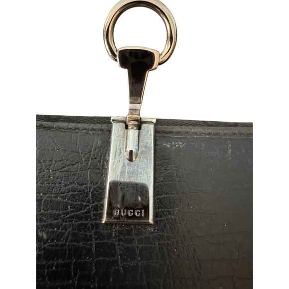 Authentic GUCCI Leather Black Bi-fold C Clasp Wallet W/Box - Picture 3 of 9